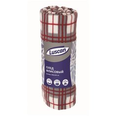Плед новогодний Luscan флис, 130*150 см, 120 гр/м2, Клетка Серая