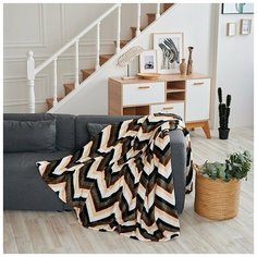 Плед " ЗигЗаг", темно-коричневый, 200*220 см Bozhong Home Textile