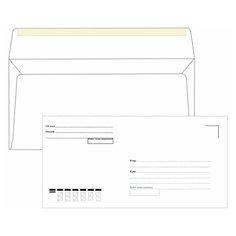 Конверты Е65 (110х220 мм), клей, "Куда-Кому", 80 г/м2, комплект 1000 шт. Ряжская печатная фабрика