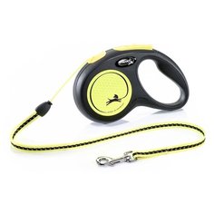 Поводок-рулетка Flexi "Neon New Classic S", лента, для собак весом до 15 кг, 5 м