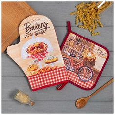 Набор кух. "Bakery house" варежка-прихватка 20х28см, прихватка 19х19см,100% хл 6535973 Этель