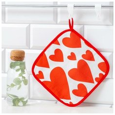Прихватка "Этель" Red hearts19х19см,100% х/л, ватин 250г/м2 (двухсторонняя) 5376654