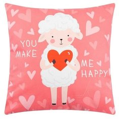 Чехол на подушку Этель "Make me happy" 40х40 см, 100% п/э, велюр 5113017