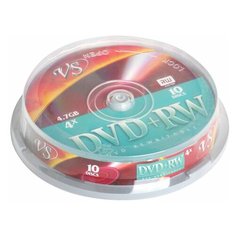 Диски DVD + RW VS 4,7 Gb 4x, комплект 10 шт., Cake Box, VSDVDPRWCB1001