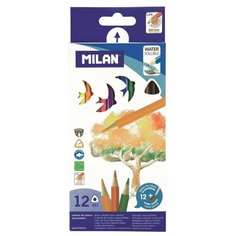 Карандаши цветные Milan акварельные 3-гранные, 12 цветов