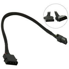 Удлинитель Akasa Molex 4pin (m) - Molex (f) 4pin (AK-CBPW02-30), черный, 0.3 м