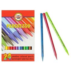 Карандаши художественные 24 цвета, Koh-I-Noor PROGRESSO 8758, цветные, цельнографитные, в картонной коробке