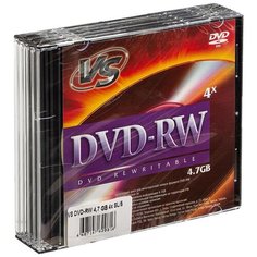 Диск DVD-RW VS 4.7Gb 4x 5 шт. slim case