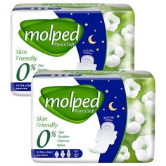 Гигиенические ночные прокладки "Pure & Soft Night", 2 упаковки по 6 штук Molped