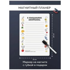 Магнитный планер на холодильник с маркером "В холодильнике закончилось" - Notta & Belle