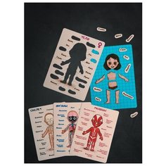 Магнитная детская настольная развивающая игра-пазл "Как устроен человек - тело, скелет, анатомия" для девочки - Notta & Belle