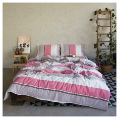 Постельное белье 2-спальное Этель Розовая полоса, 2 наволочки 50 х 70 см, розовый