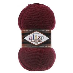 Пряжа Alize Lanagold Fine (Ланаголд Файн) 57 бордовый 49% шерсть, 51% акрил 100г 390м 5шт