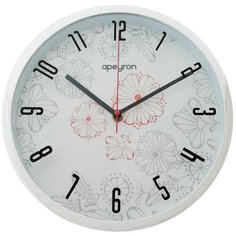 Часы настенные круглые Apeyron PL9634 средние, для кухни, спальни, детской, кварцевый механизм с плавным ходом, арабские цифры, минеральное стекло, корпус из качественного пластика, диаметр 30 см, работа от 1 пальчиковой батарейки тип АА