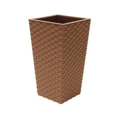 Кашпо с вкладышем Ротанг 198х198х360мм 12л коричнев.ротангМ 3086 (пластик) Idea (М Пластика)