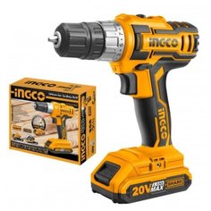 Дрель аккумуляторная Шуруповерт INGCO CIDLI20024 20В0-400/0-1500 45Нм 1х2000Ah