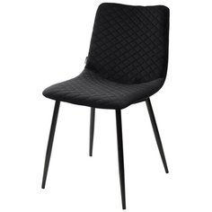 Стул TINTIN ( 4 штуки ) мягкий, для кухни, для гостиной, велюр, цвет - черный, на черном металлическом каркасе, со спинкой / BLUVEL-19 / (М Сити) M-City