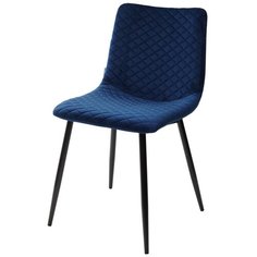 Стул TINTIN ( 4 штуки ) мягкий, для кухни, для гостиной, велюр, цвет - темно-синий, на черном металлическом каркасе, со спинкой / BLUVEL-86 / (М Сити) M-City