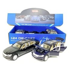 Металлическая машинка модель инерционная XLG M929G BMW 7 серии (синяя) 1:24 с звуком и светом