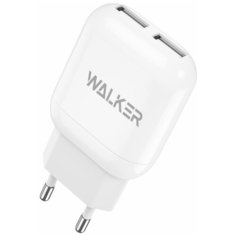 Зарядное устройство для телефона WALKER WH-33, 2xUSB-разъема, 2.1A, белое / зарядка для iphone / блок питания / адаптер на айфон / сетевое apple