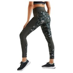Леггинсы для фитнеса с карманом для телефона DOMYOS Х Декатлон XS / W26 L30, Хаки/Чёрно-Зелёный Цвет Decathlon