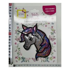 Стикеры для одежды "Lukky Fashion Шайн Дизайн", многоразовые, 1 штука (Единорог)