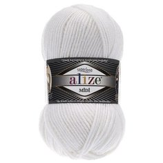 Пряжа Alize Superlana Midi (Суперлана Миди) 55 белый 25% шерсть, 75% акрил 100г 170м 5шт