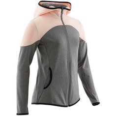 Толстовка на молнии с капюшоном для девочек серо-розовая 10-11 лет (141-148 см) DOMYOS Х Декатлон Decathlon