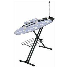 InHome Гладильная доска IN9M моноблок 122х40 см, подрукавник, удлинитель, полка для белья с цветами на сером