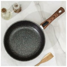 Сковорода Kukmara Granit ultra, d 26 см, стеклянная крышка, съемная ручка, антипригарное покрытие