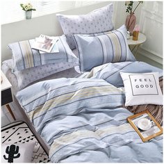 Комплект постельного белья Сатин-Комфорт 15-60 Хлопок 100%, Семейный, Серо-Голубой Tana