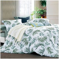 Комплект постельного белья Сатин-Люкс 11-57 Хлопок 100%, Евро, Зеленый Tana