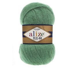 Пряжа Alize Angora Real 40 арт.507 античный зеленый (Ангора Реал 40) 40% шерсть, 60% акрил 100г 480м 5шт