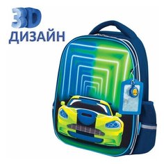 Ранец юнландия LIGHT, 2 отделения, "Neon car", 3D панель, 38х29х16 см, 229917