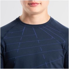 Футболка с длинными рукавами для бега детская AT 500 Skincare синяя KALENJI х Decathlon Синий Графит/Ночной Индиго 161-172CM14-15A