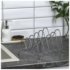 Подставка для крышек Skiico Kitchenware 22.5×18.5×14 см / Металлическая компактная подставка для крышек от сковородок и кастрюль черная