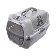 Moderna Cats in Love переноска 49x32x30h см с пластиковой дверцей, серая .