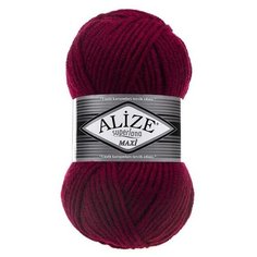 Пряжа Alize Superlana Maxi (Суперлана Макси) 390 вишня 75% акрил, 25% шерсть 100г 100м 5шт