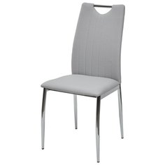 Стул COMFORT ( 4 штуки ) мягкий, для кухни, для гостиной, экокожа, цвет - светло-серый, на хромированном металлическом каркасе, со спинкой / 999 PU#613 / (М Сити) M-City