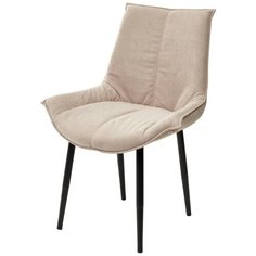 Стул Осло ( 2 штуки ) мягкий, для кухни, для гостиной, велюр, цвет - бежевый, на черном металлическом каркасе, со спинкой / Vivaldi #V04 / (М Сити) M-City
