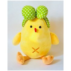 Мягкая игрушка Курица (цыпленок) с зеленым бантом 47 см Tomato