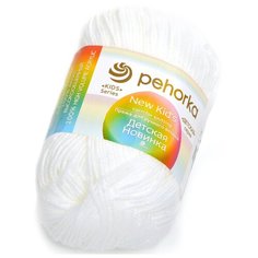 Пряжа Пехорка Детская новинка, 100 % акрил, 50 г, 200 м, 10 шт., 001 белый