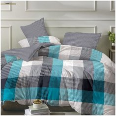 Комплект постельного белья Сатин-Комфорт 15-13 Хлопок 100%, 2-х-спальный, Серо-Голубой Tana