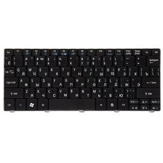 Клавиатура для ноутбука Acer Aspire One 532, 522, D255, D260 Series. Плоский Enter. Черная, без рамки. PN: 90.4GS07.C0R