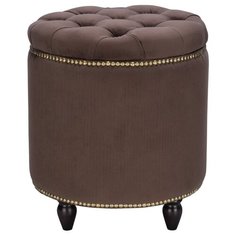 Пуф Leset Classic-02 круглый Велюр Супернова 33 Коричневый/ножки орех