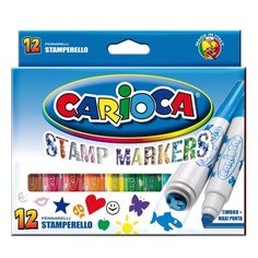 Фломастеры Carioca 12 цветов, co штампами