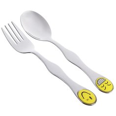 Набор столовых приборов детский 2 предмета Смайлики, металл, арт.2080 Простые решения