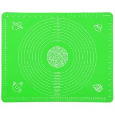 Коврик для выпечки и раскатки теста многоразовый силиконовый iQZiP 40см х 50см цвет зеленый, термостойкий до +250°С