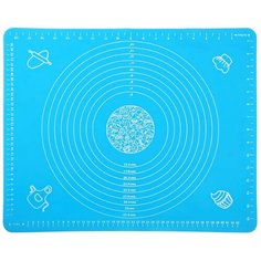 Коврик для выпечки и раскатки теста многоразовый силиконовый iQZiP 40см х 50см цвет голубой, термостойкий до +250°С