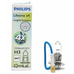 Лампа автомобильная PHILIPS LongLife EcoVision H3 12V 55W PK22s